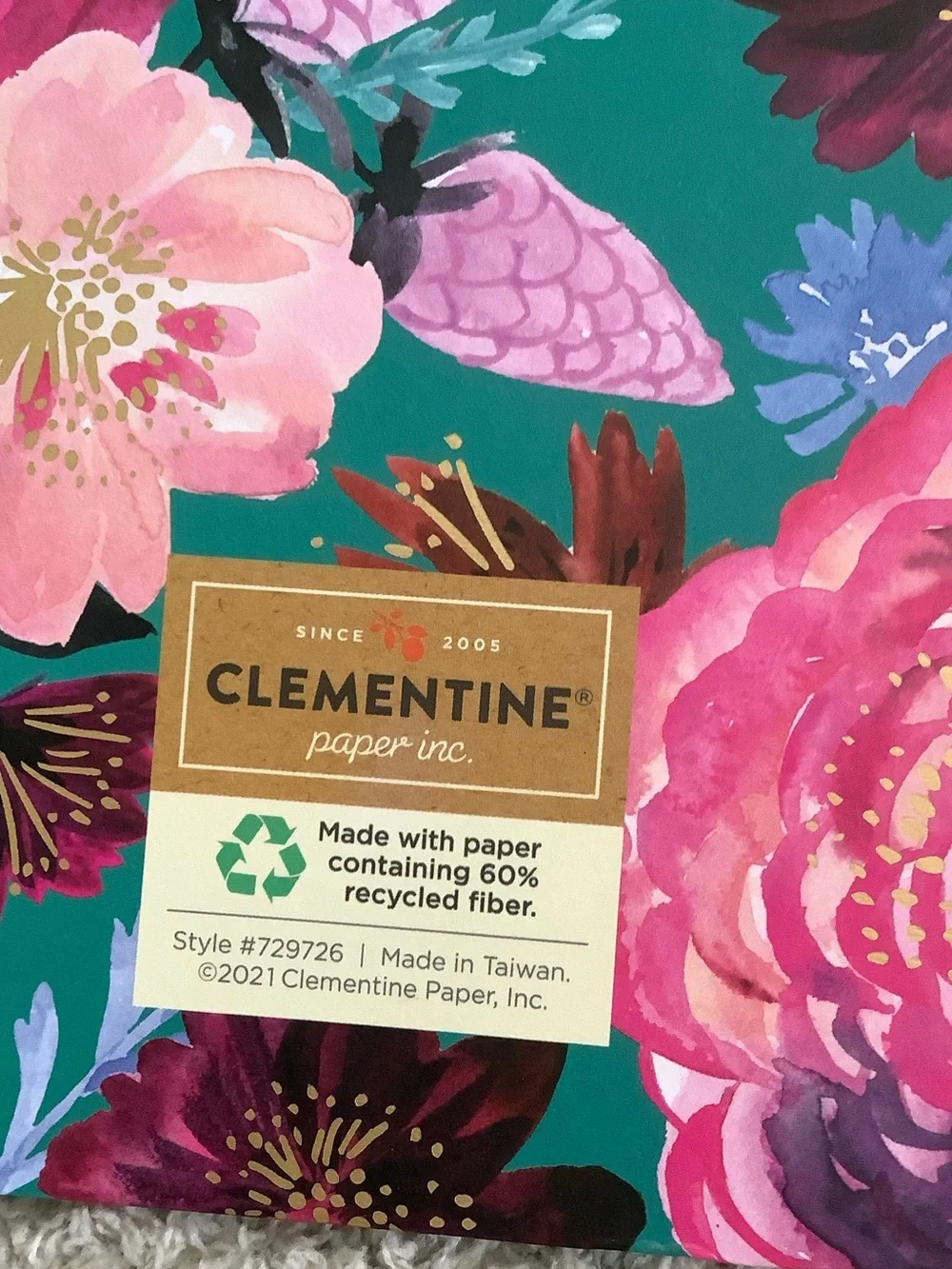 Clementine Paper Co Floral Brights Lined Journal Hardcover Notebook NWT 8.25”x10